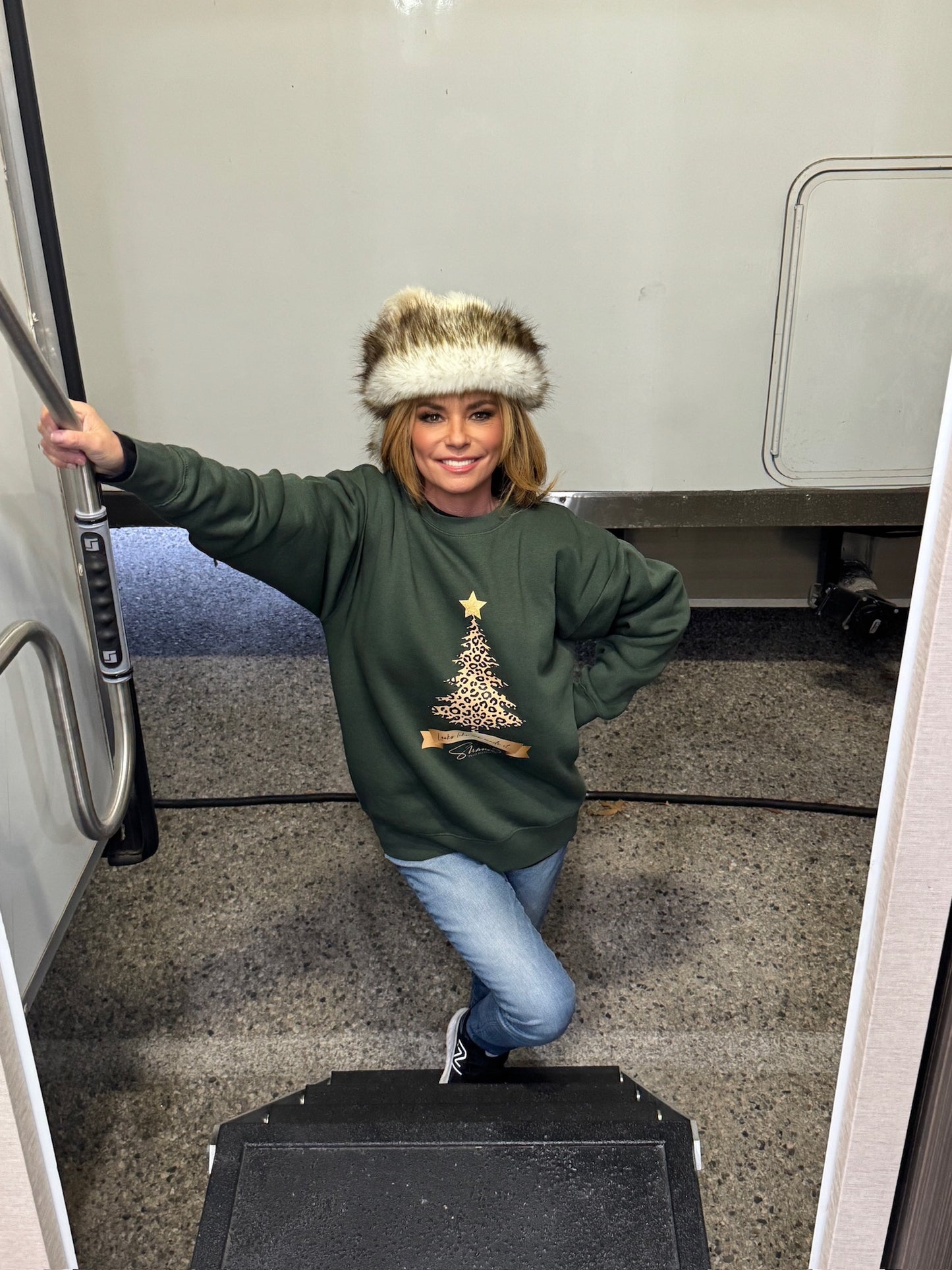 Shania Twain Foundation Leopard Christmas Tree Unisex Crewneck