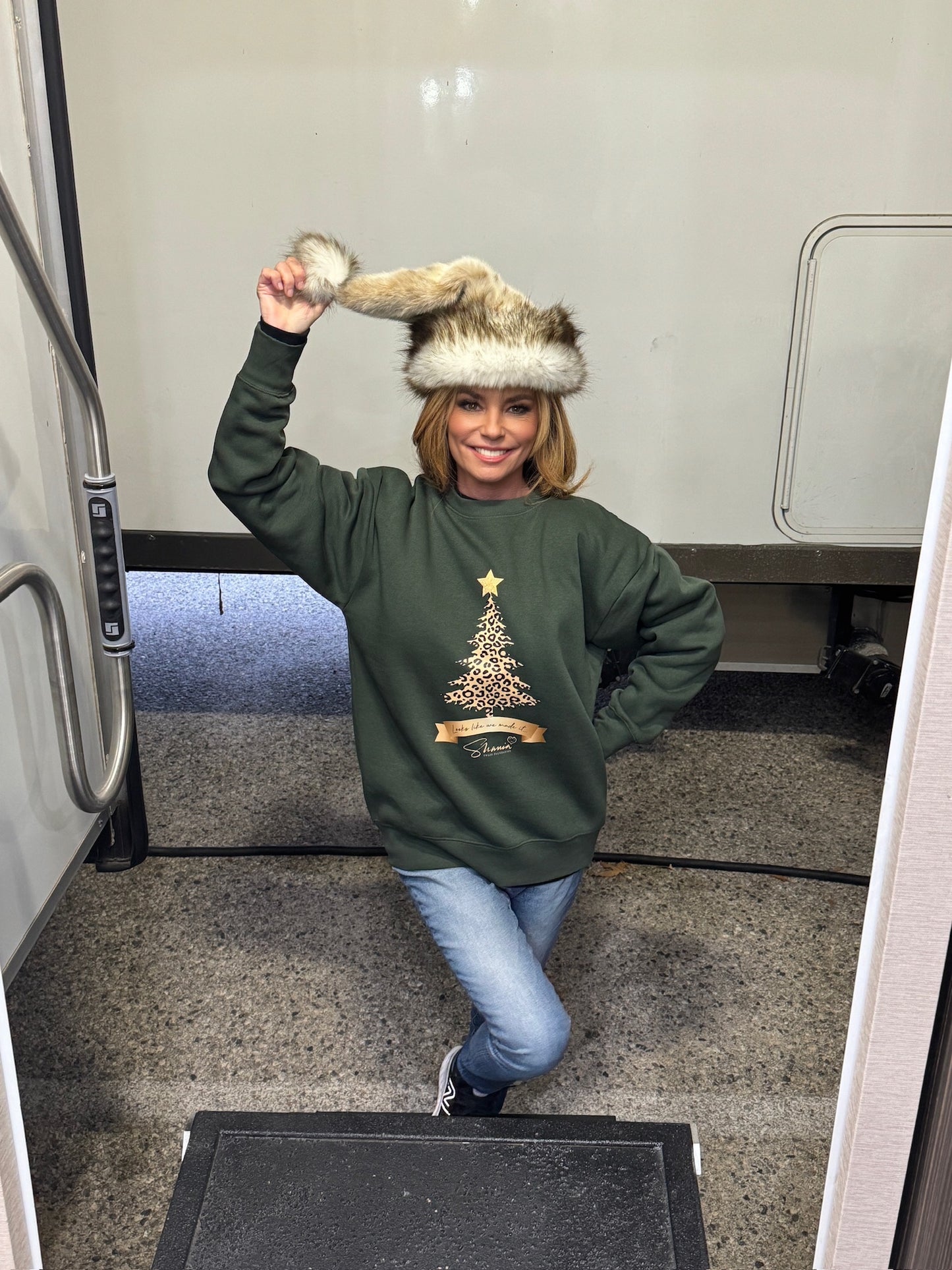 Shania Twain Foundation Leopard Christmas Tree Unisex Crewneck